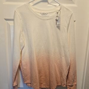 Denver Hayes Cream and Pink Ombre Long Sleeve Top